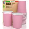 Baciato Caffè 100 Bicchieri di Carta 200 ml Ecologici Biodegradabili Rosa