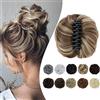Elailite Posticci per Chignon Capelli Donna con Clip Pinza Chignon Finto Elastico Gonfio Voluminoso # Castano Chiaro/Biondo Cenere Hair Bun Coda di Cavallo (Diametro 15cm)