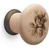 Mital Art. 040 Pomolo in ceramica Beige con Fiore Beige con base Bronzo Anticato per Mobili Diam.32