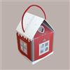 LUCGEL 5 Pz Scatola per Confezione Regalo Natale per Panettone Basso da 1 Kg Casetta in Cartoncino Rosso Red con Cordini 245x245H150mm