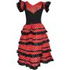 La Senorita vestito Flamenco spagnolo/Costume - per ragazza/bambini - nero/rosso Taglia 6, 104-110 lunghezza 75cm 5/6 anni
