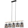 Briloner Lampadario Design Retro nero paralume nero 5x E27 BRILONER