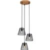 Briloner Lampadario Design Wood&Style nero paralume nero 3x E14 Ø21cm BRILONER