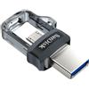 GielleService Pendrive Sandisk Ultra Dual Drive m3.0 Memoria USB 3.0 e Micro USB 128GB SDDD3-128G-G46