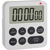TFA Dostmann Timer digitale con cronometro e sveglia, 38.2051.02, fino a 99h/59min/59s, timer da cucina e per i compiti, sveglia a breve termine, con luce LED e 2 livelli di volume, magnetico, bianco