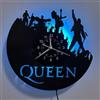 inthetime The Queen Rock Music Band Orologio da parete in vinile LED 7 colori lampada notturna retrò orologio da parete soggiorno cucina regali unici fatti a mano decorazione da parete per la casa (con luce)
