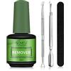 ZBQIEX Remover Solvente Per Smalto Semipermanente,Levasmalto Rimuovi Semipermanente Unghie,Togli in 5 Minuti,Rimozione Per Shellac Gel Polish,con Lime per Unghie e Raschietti per Smalto e Spingi Cuticole