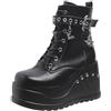Ulalaza Stivali a Tubo Medio con Suola Spessa Stivali con Suola Spessa da Donna Stivali Corti Punk Altezza Tacco Alto heel10CM / 4INCH Stivali da Cavaliere con Catena da Motociclista