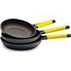 Castey - Set 3 padelle Vitro-Gas Manico Giallo 20-24-28 cm