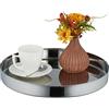 Relaxdays Vassoio da Portata Rotondo, Decorativo, HxD: 4x35 cm, con Bordo, Centrotavola Moderno, Acciaio Inox, Argentato
