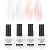 Vnicesli 4 Colori Smalto Semipermanente Bianco Latte Rosa Nudo, 10ml Smalto Semipermanente per Unghie in Gel UV LED Soak Off Gel Semipermanente Unghie Rosa e Bianco Latte Smalti Manicure Francese