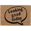 Relaxdays Zerbino in Fibra di Cocco, Looking Good Today, Interni ed Esterni, 40x60cm, Retro Antiscivolo, Naturale/Nero, 1 pz