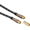 Hama Cavo antenna M/F con adattatore M/M, 1,5 metri, 120 dB, TPE, connettori dorati, ferrite, nero