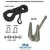 KIT ANCORAGGIO BARCA CIMA IMPIOMBATA CON CATENA E GRILLI + ANCORA HALL 10 KG