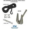 KIT ORMEGGIO BARCA CIMA IMPIOMBATA CON CATENA E GRILLI INOX + ANCORA HALL 10 KG