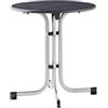 SIEGER Tavolo pieghevole con piano MECALIT®-PRO, struttura in grafite, piano in marmo ardesia antracite ca. 70 cm Ø
