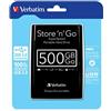 VERBATIM Hard Disk Esterno Portatile Store 'n' Go 500 Gb 2,5" Interfaccia USB 3.0 Nero