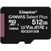GielleService Scheda Memoria Kingston Micro SDXC Scheda 512GB Classe 10 100MB/s Canvas Select Plus + Adattatore SD SDCS2/512GB
