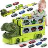 VATOS Trasporto camion giocattolo auto per ragazzi età 3 4 5 6 7 dinosauro portatile pista camion giocattolo con 6 auto da corsa, vettore camion veicoli giocattolo per bambini, A678