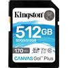 GielleService Scheda Memoria Kingston SDXC 512 GB UHS-I U3 V30 Classe 10 170 MB/s Canvas Go Plus SDG3/512GB