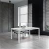 garneroarredamenti Tavolo 110/160 cm allungabile effetto marmo bianco metallo bianco Larkin
