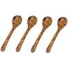 Collection Kremers - 4 cucchiaini da caffè in legno d'ulivo, circa 12-13 cm, con belle venature, pezzo unico in legno d'ulivo