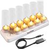 EuroFone Ricaricabile Lume Di Candela Del Tè Del LED Tealights Candele Senza Fiamma Illuminazione Giallo Con I Supporti E Stazione Di Ricarica(Yellow 12 Pcs)