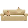 YSTELLAA Copridivano 3 Posti Con Braccioli, Elasticizzati Jacquard Copridivani, Universale Antiscivolo Sofa Cover, Moderno, Lavabili, Antimacchia, Beige Giallo