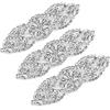 SAVITA 3 Pezzi Applicazioni di Strass, 9,5 x 3 cm Toppe Termoadesive con Strass, Decorazioni di Cristallo, Rhinestone Applique per la Sposa Vestiti Cintura Vestito (Argento)