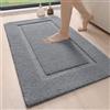 DEXI Tappeto Bagno 60 x 90 cm, Tappeti Assorbent e Lavabile, Tappetino Antiscivolo per Ingresso Doccia, Cucina, Camera da Letto, Grigio scuro
