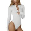 Rongseng Body Donna Maniche Lunghe Elegante Bodysuit in Maglia a Coste con Bottoni Sexy Body da Donna con Girocollo/Collo a V Elegante Aderente Tops Basic T-Shirt Casuale Elasticizzato Tuta Jumpsuits