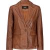 TruClothing.com Giacca da Donna Blazer in Vera Pelle con 1 Bottone Classica Elegante - Nocciola XXL