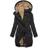 ORANDESIGNE Cappotti con Pelliccia da Donna Cappotto con Cappuccio Giacca Calda Giubbotto Trapuntato Cappotto Elegante Giacca Invernale Parka Lungo Cappotti Lunghi con Tasca C Nero L