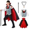 Morph Costume Vampiro Bambino, Costume Halloween Bambino | Panciotto con Camicia, Mantello, Bastone & Medaglione, Look Gotico, Perfetto per Halloween, Ideale per il Gioco di Ruolo