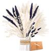 ZJTAPE Piume Erba Della Pampas - Set di Erba di Pampa Essiccata Naturale, Erba di Pampa Nero Bianca Fronde Soffici, Bouquet di Fiori Secchi per tavolo da matrimonio, decorazioni per la casa Boho
