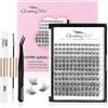Glowing Win Ciglia Finte Ciuffetti Kit Extension Ciglia with pinzetta, lash bond and seal fai da te Mix 8-16mm 144PCS Individual Cluster Lashes Set Naturali Professionale Singole Cat Eye Eyelashes