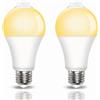 Caldarax Lampadina LED E27 con Sensore di Movimento 9W, 800LM Luce Calda 3000K, Auto On/Off, E27 Lampadina Sensore di Movimento PIR per Corridoio, Garage, Scale, 120 Gradi, 2 Pezzi