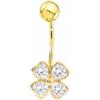 Monde Petit Piercing per ombelico trifoglio con zirconi - oro giallo 18k (750) - Scatola Regalo - Certificato di garanzia