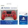 Sony PlayStation 4 - Dualshock 4 Controller Wireless V2, Rosso + PSN Card 20 € [Esclusiva Amazon], Standard + Card
