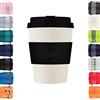 Ecoffee Cup 12oz 350ml Ecoffee Cup Riutilizzabile Eco-Friendly 100% a base vegetale tazza di caffè con coperchio e manica in silicone - Tazza da viaggio senza melamina, Black Nature