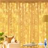 Ollny Led Tenda Luci 2x2 m, 200 Led Impermeabilità Ip44 Cascata Luci di Illuminazione Decorazione di Nozze,Festa,Tenda Luminosa Decorazioni San Valentino e Natale Decorazioni(bianco caldo)