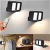 XRR LED Lampada da Parete Interno, 2 Pezzi Dimmerabile Ricaricabile Moderno Applique con Controllo Touch Rotazione di 360°applique magnetica applique camera da letto per soggiorno,corridoio(nero)