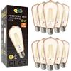 CLAR- Lampadina Edison vintage, filamento E27 8W ST58 LED, lampadina decorativa AMBRA 2500ºK, Bianco Caldo (Pack 10)