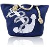 go hawaii 48479, Borsa da Spiaggia Donna, Blu e Bianco, XL