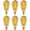 Amazon Basics Lampadina LED vintage E27, in vetro ambrato, dallo stile antico retrò, ST64, 4 W (equivalente a 25 W), 1800 K, luce ultra calda per la decorazione, confezione da 6