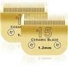 BESTBOMG 2 unità 15# Lama di Ricambio per toelettatura di Cani, Compatibile con Le Serie Heiniger/Moser Max45/Andis/A5 Tosaerba per Cani, Taglia #15 Taglio Lunghezza 3/64 (1,2 mm), Oro