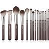 Jessup Pennelli trucco Pennelli Make Up 15Pz Set di pennelli trucco professionale Fondotinta polvere Definizione Sfumatura Linea Shimmer Brown T498