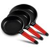 CASTEY - Set di padelle a induzione, misure 20, 24 e 28 cm, colore rosso, antiaderente, senza PFOA, leggera e maneggevole, manico ergonomico, adatto a tutte le cucine