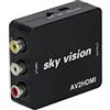 Sky Vision Adattatore RCA a HDMI, AV/RCA/FBAS a HDMI, convertitore audio video, 1080P, PS2, Wii N64, supporta PAL/NTSC, Plug and Play, nero