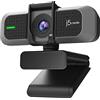 j5create Webcam grandangolare 4K con microfono/copertura per la privacy per videoconferenze, streaming, registrazione e insegnamento online, supporta Zoom, Skype, Teams, OBS e altro (JVU430)